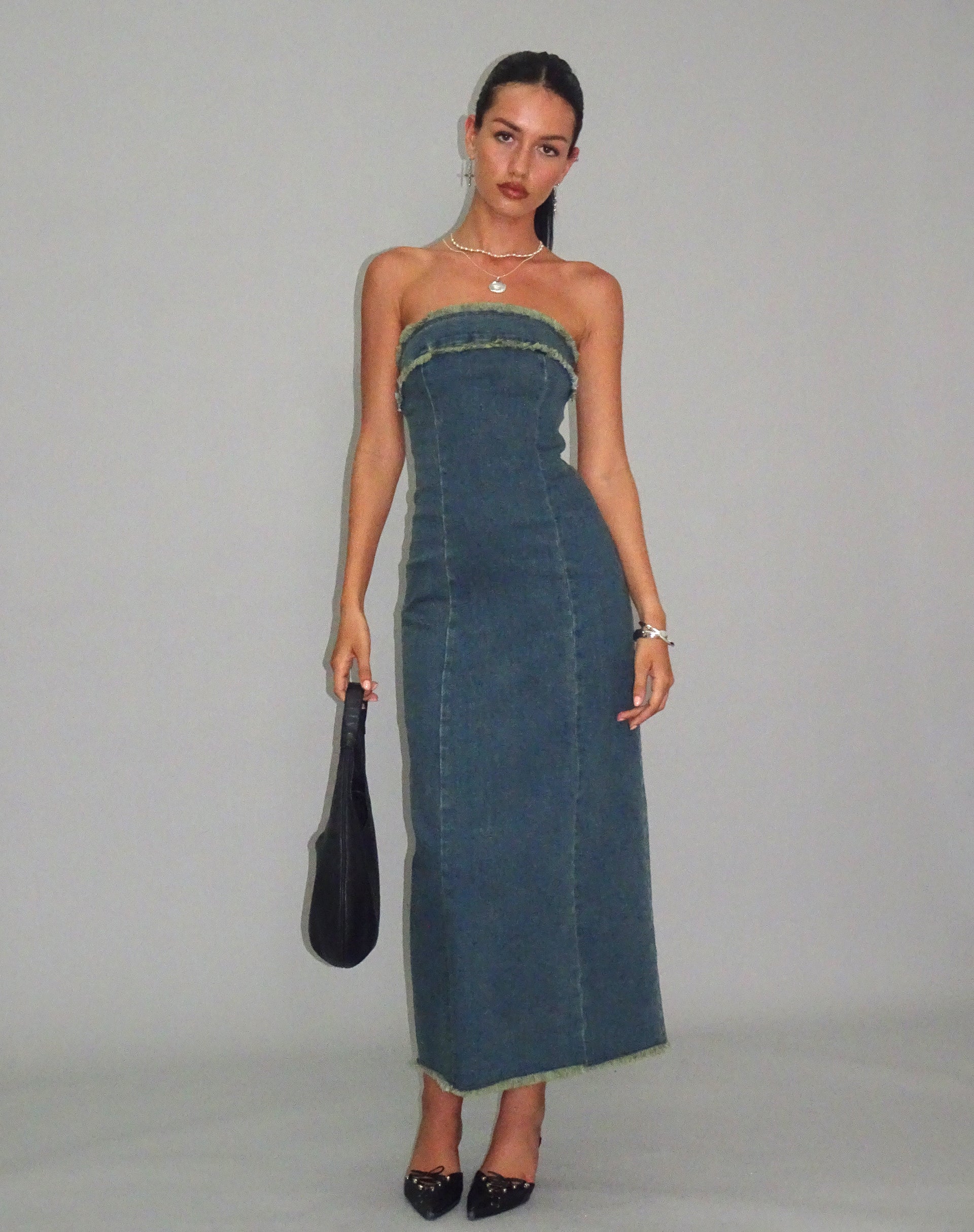 Long denim clearance dress