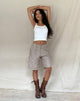 image of Gail Longline Shorts in Taupe Check