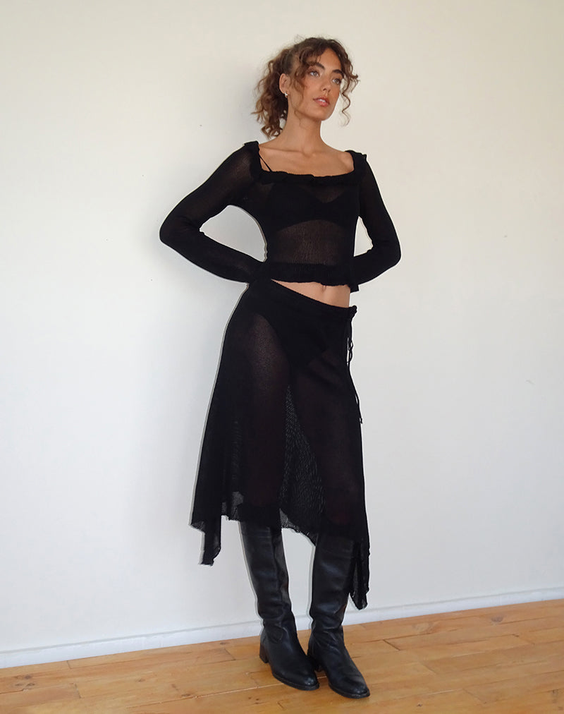 Long black knit skirt hotsell and top