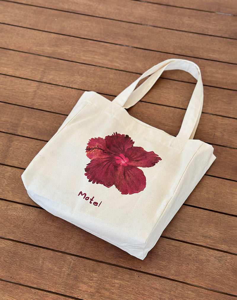 Image of Barbara Tote Bag in Hibiscus Ivory