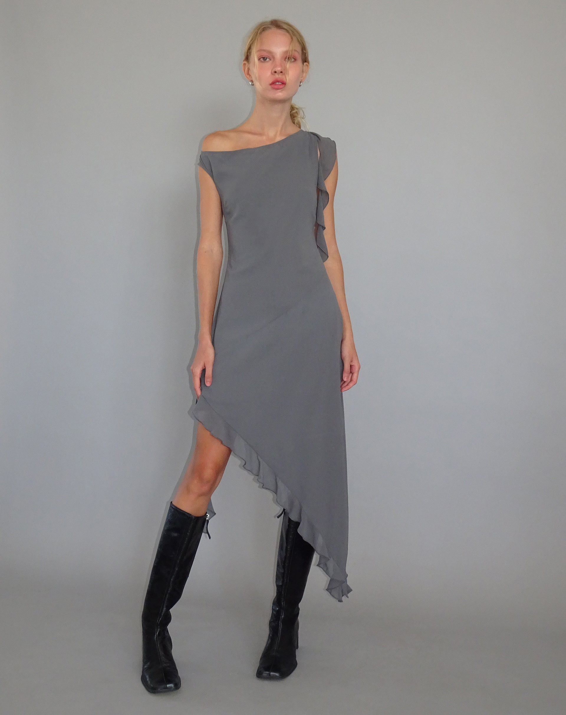 Asymmetric discount frill dress