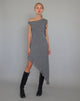 Image of Beleri Ruffle Asymmetric Dress in Grey Chiffon