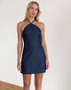 image of Belinda Halterneck Mini Dress in Denim Chambray Indigo