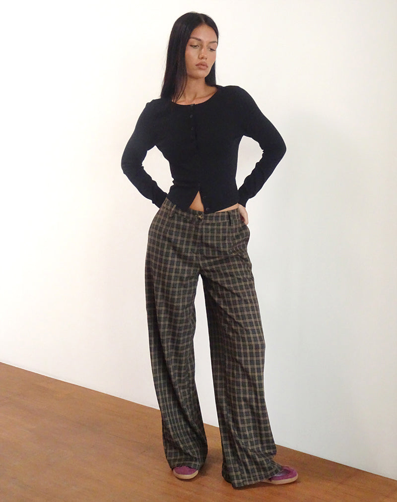 Image of Binar Trouser in Dark Brown Check