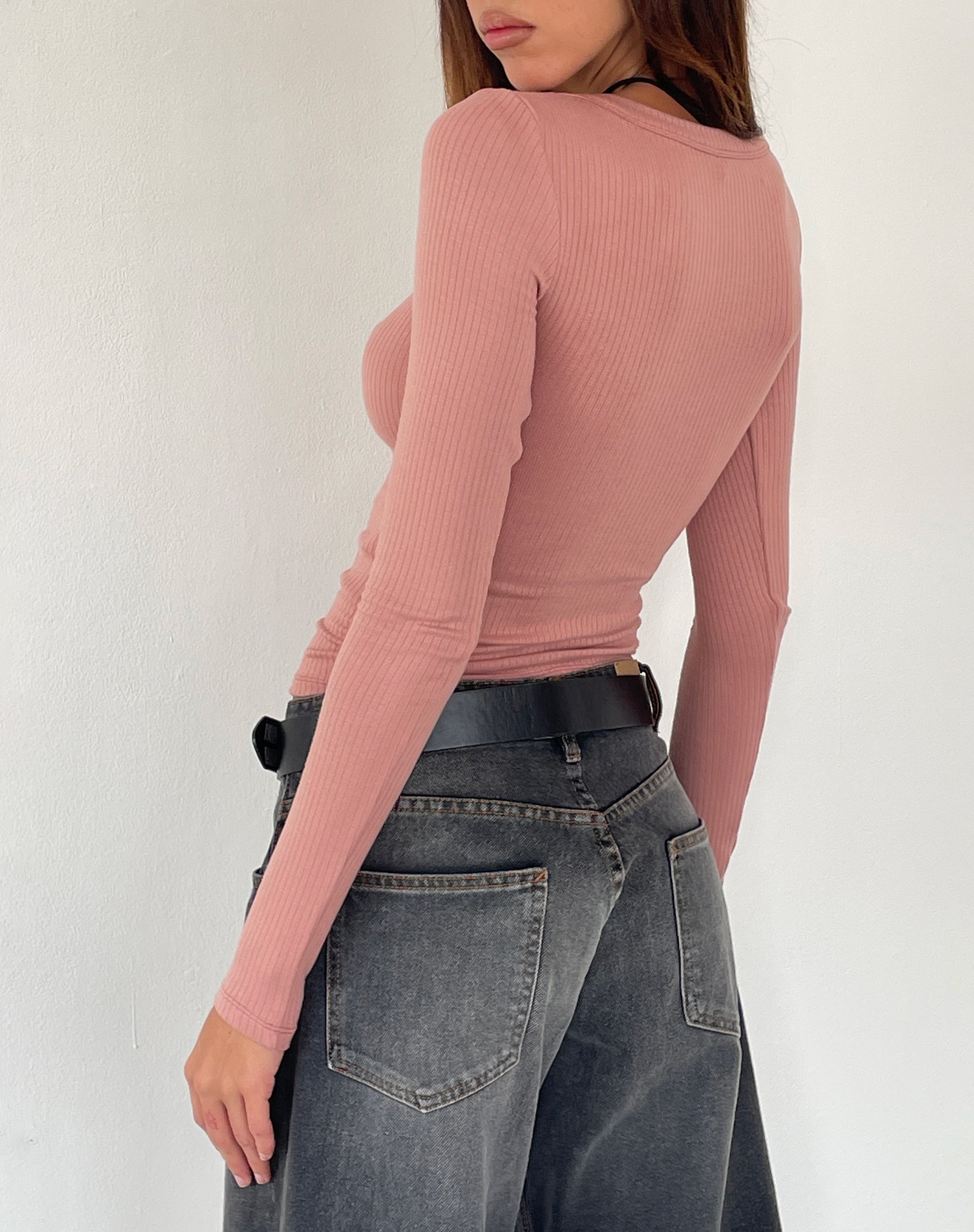 Dusty Pink Extra Long Sleeve Top | Binlo – motelrocks.com