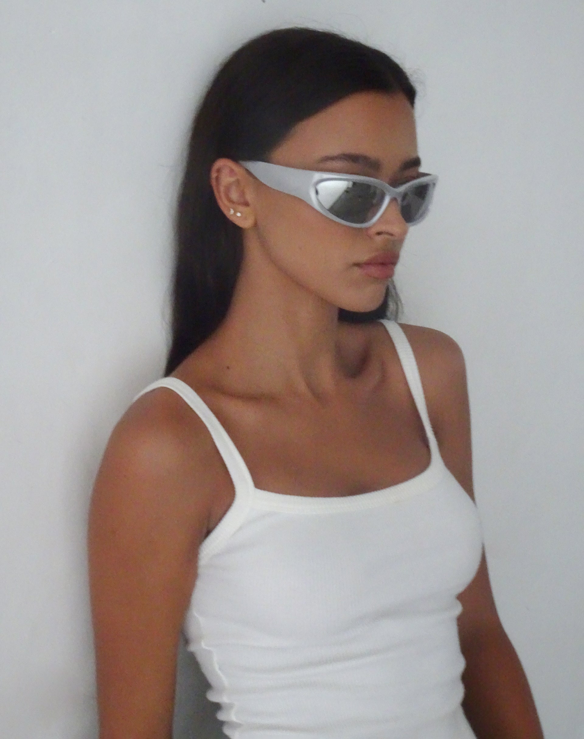 image of Blake Wrap Sunglasses in Silver