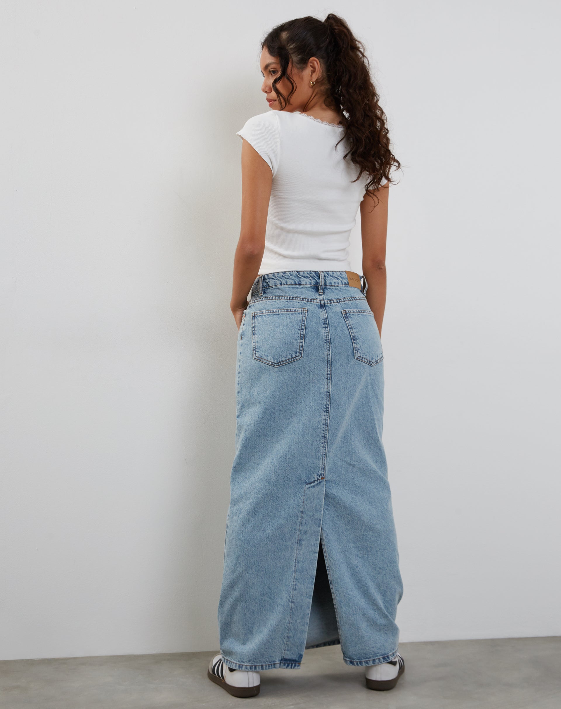 Long denim outlet skirt high waist