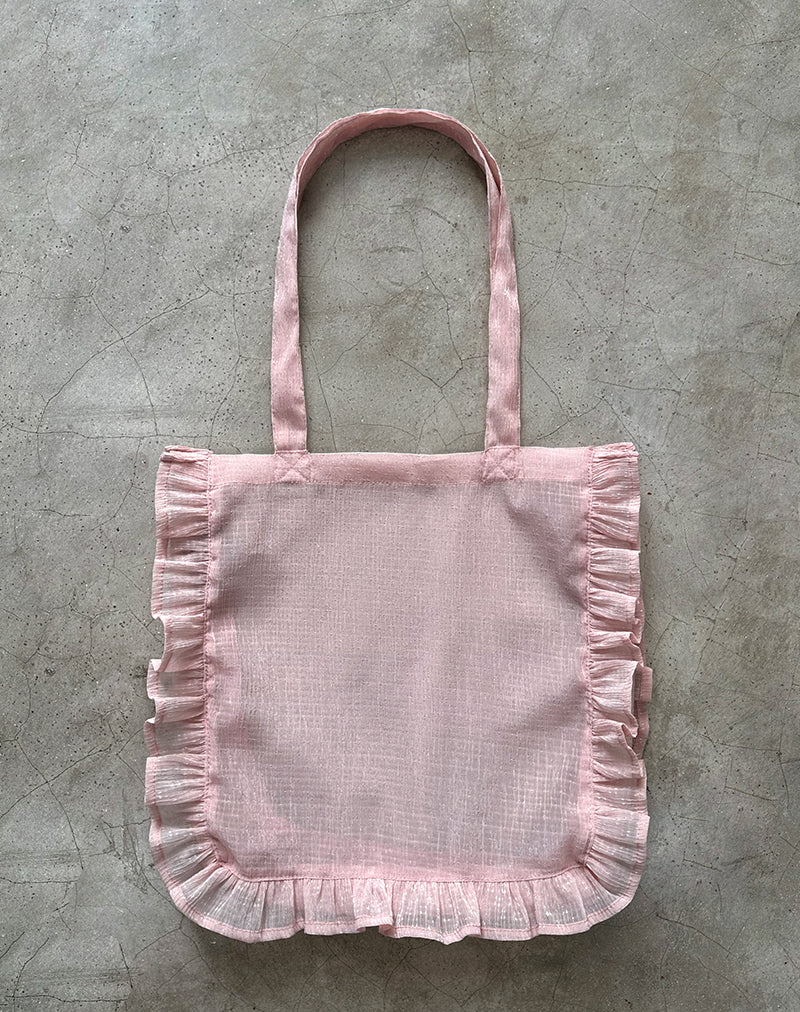 Brinana Tote Bag in Textured Chiffon Pink