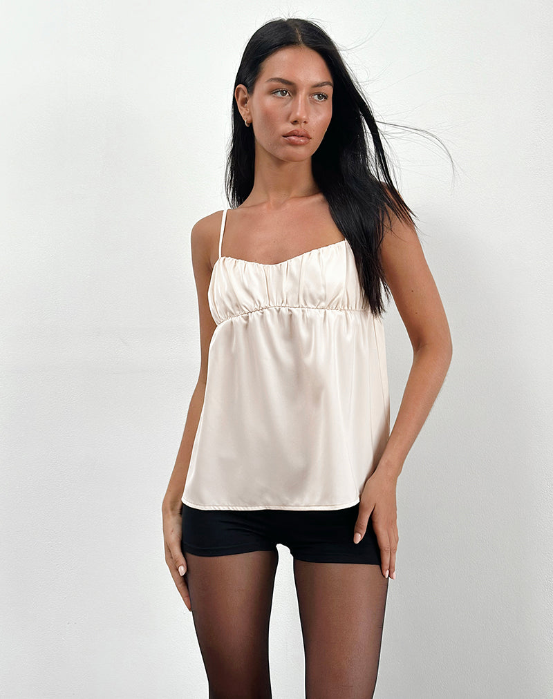 Image of Camden Longline Cami Top in Satin Ivory