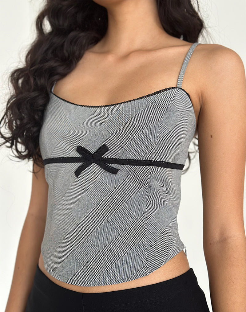 Canika Corset Top in Black and White Multi Check