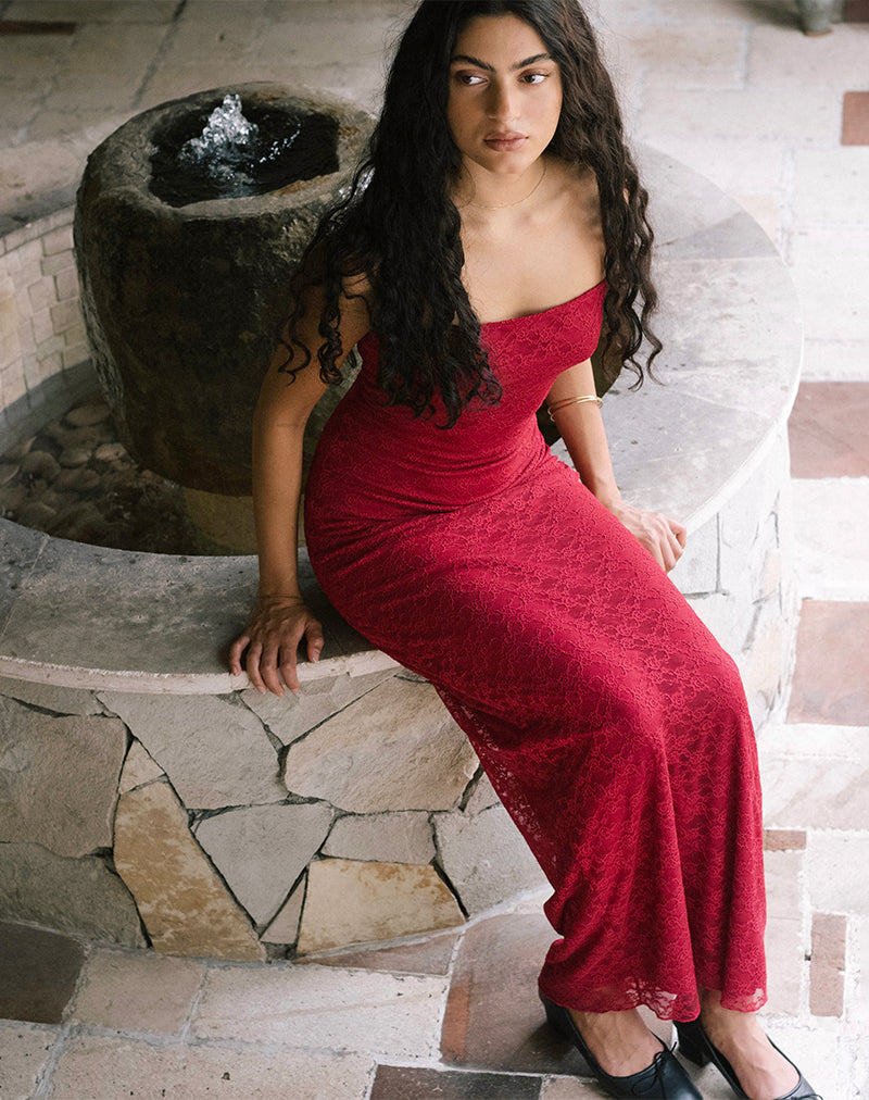 image of Cantha Maxi Dress in Mari Lace Red