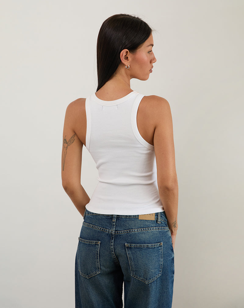 Image of Cariter Racer Vest Top in Ribbed White