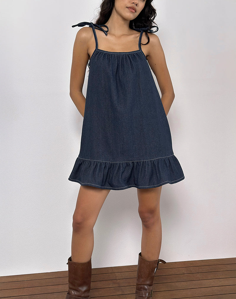 Carlisle Mini Dress in Chambray Indigo