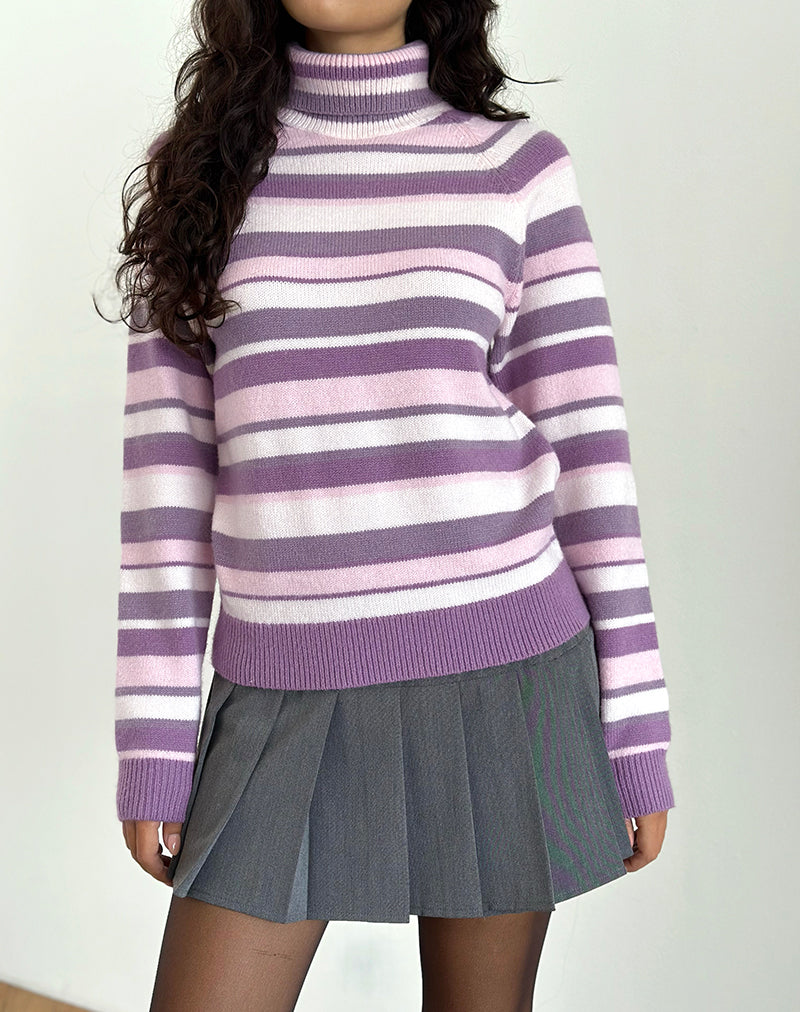 Image of Carmine Jumper in Stripe Soft Pink and Mauve Purple