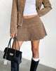 Image of Casna Pleated Mini Skirt in Baby Cord Walnut Brown