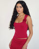 image of Charley Rosette Top in Lycra Slinky Red