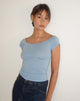 image of Charya Off Shoulder Top in Nantucket Blue