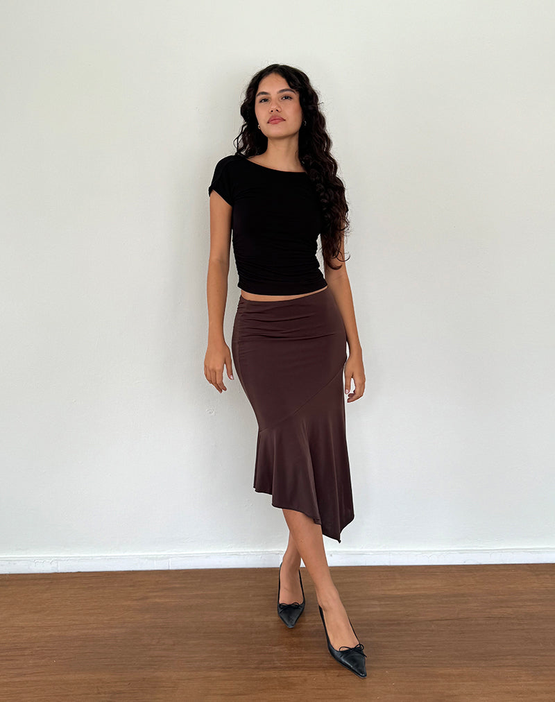 Chocolate brown 2025 midi pencil skirt