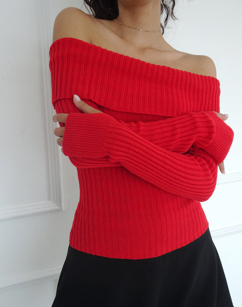 Off the store shoulder ruffle sweater