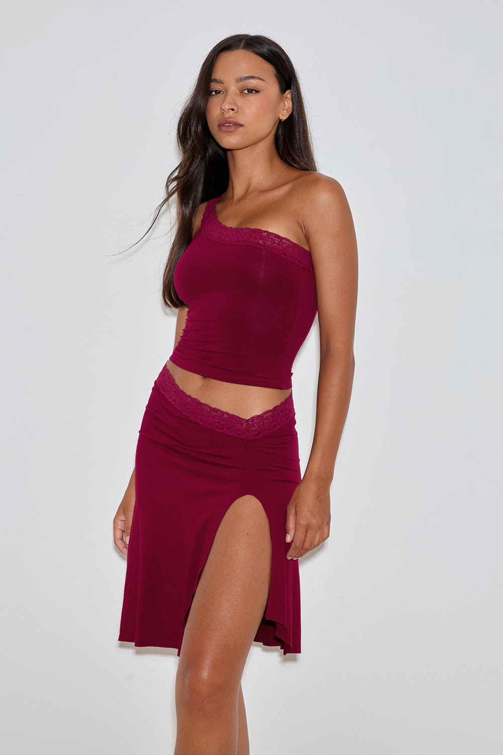 Laudine Midi Skirt in Burgundy