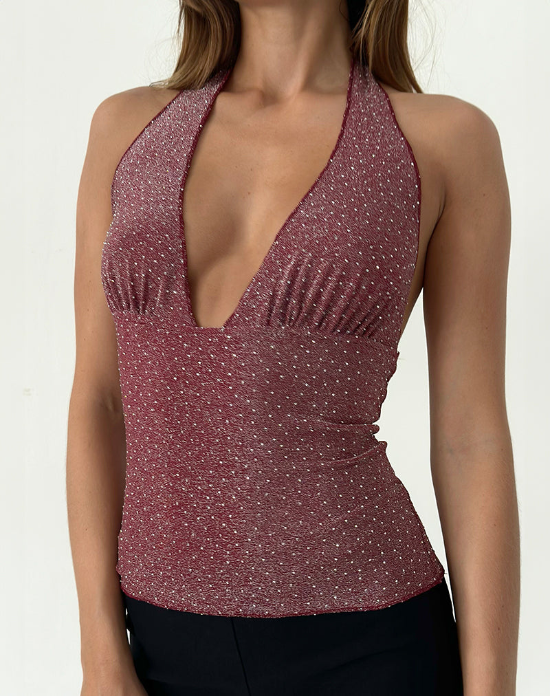 Image of Cosimo Halter Top in Dotty Lurex Pink