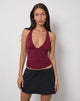 Image of Cosmo Halterneck Top in Jersey Burgundy