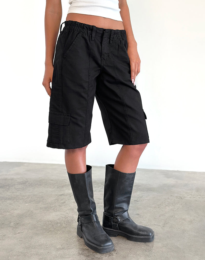 Dallas Longline Cargo Shorts in Black