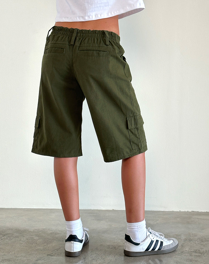 Dallas Longline Cargo Shorts in Dark Olive