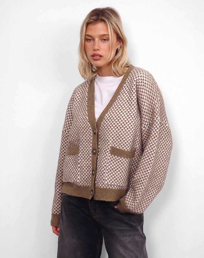 Image of Danov Cardi in Brown Gingham