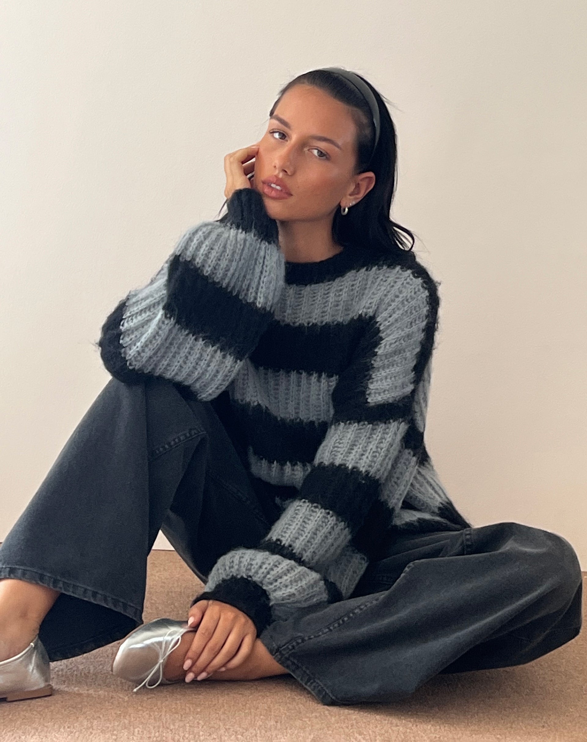 Black and grey striped jumper best sale