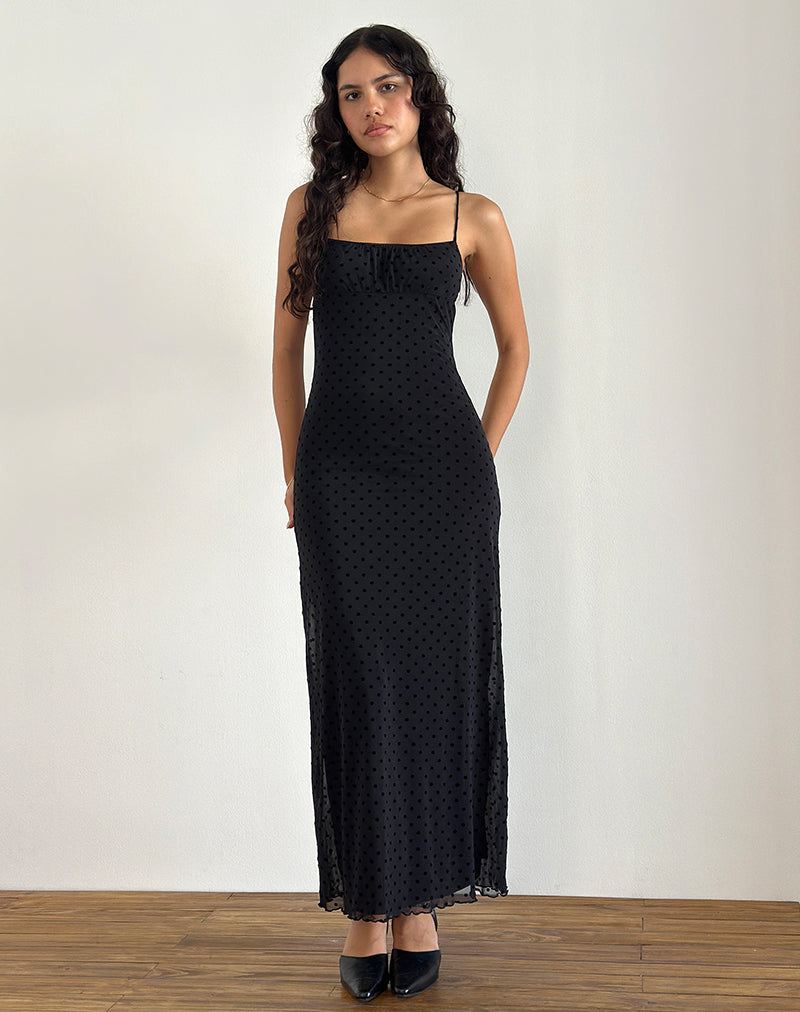 Image of Darsih Maxi Dress in Basic Polka Black Flock