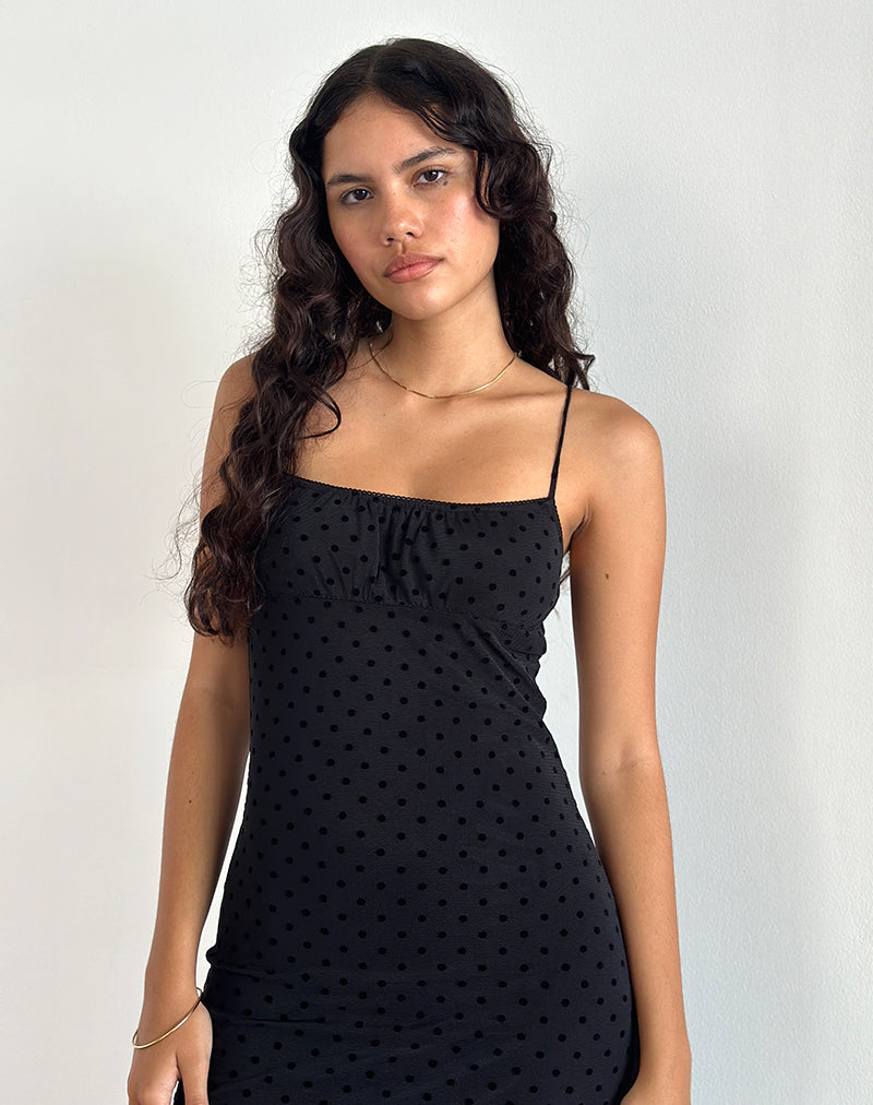 Darsih Maxi Dress in Basic Polka Black Flock