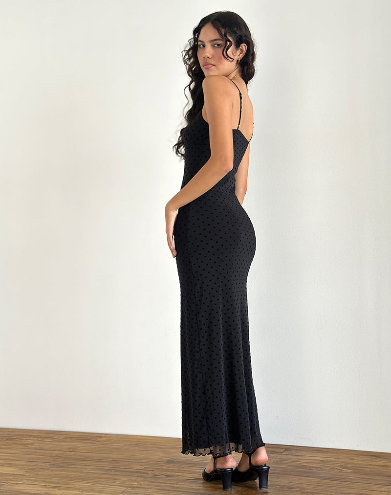 Image of Darsih Maxi Dress in Basic Polka Black Flock