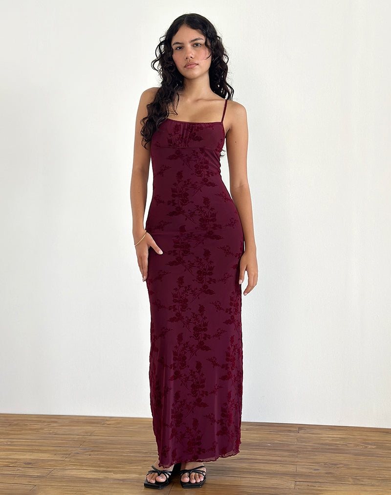 Floral maroon dress hotsell