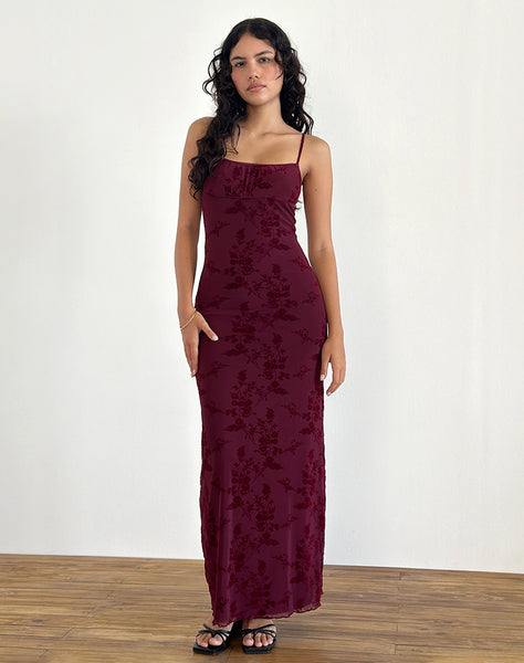 Maroon dress with flowers best sale