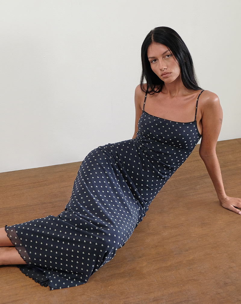 Image of Darsih Maxi Dress in Heart Flock Navy and Yellow