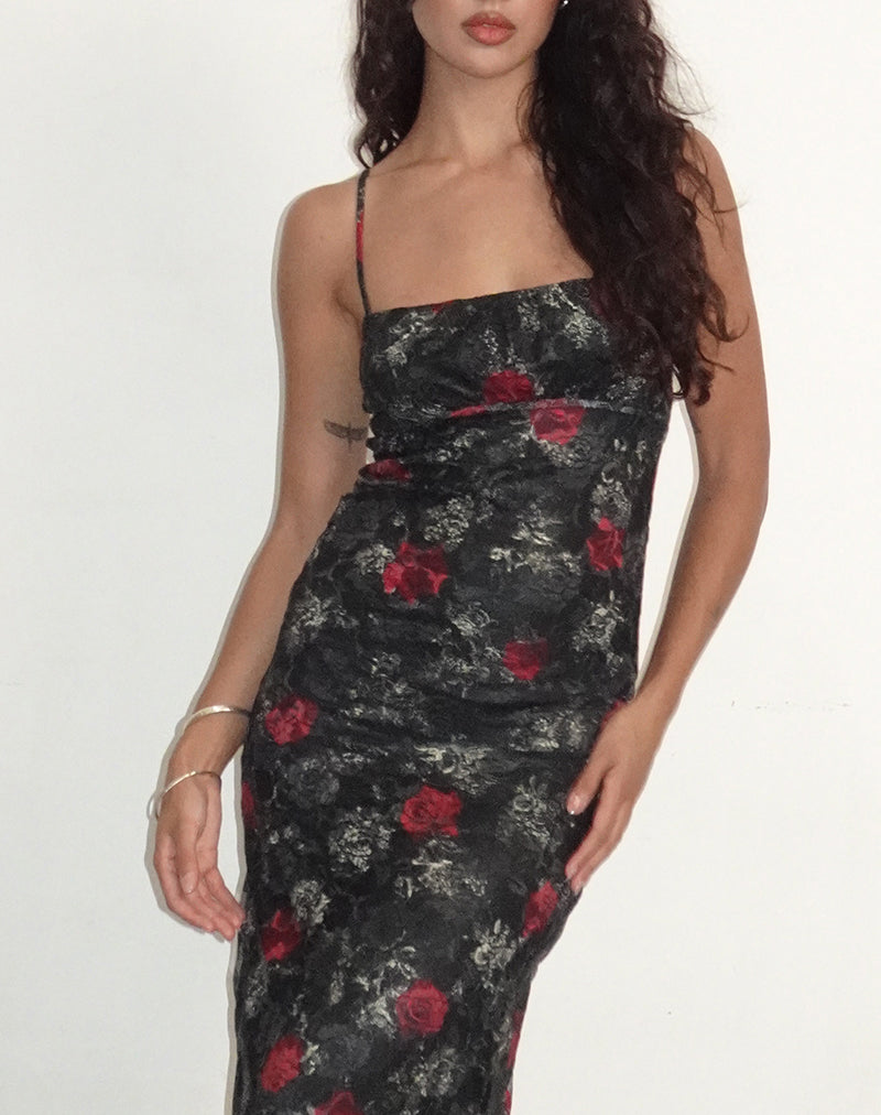 Image of Darsih Maxi Dress in Lace Midnight Bloom