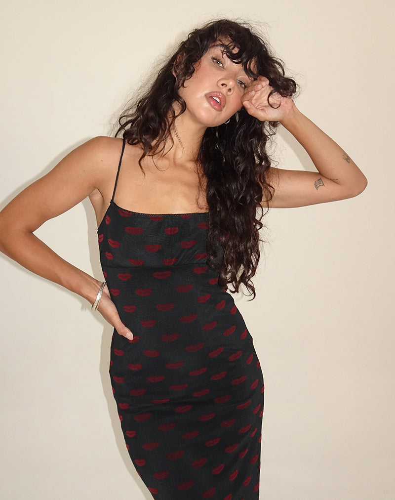 Image of Darsih Maxi Dress in Lips Flock Black