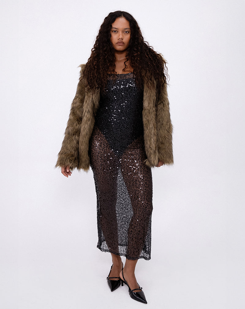 Image of Darish Maxi Dress in Sequin Mesh Black