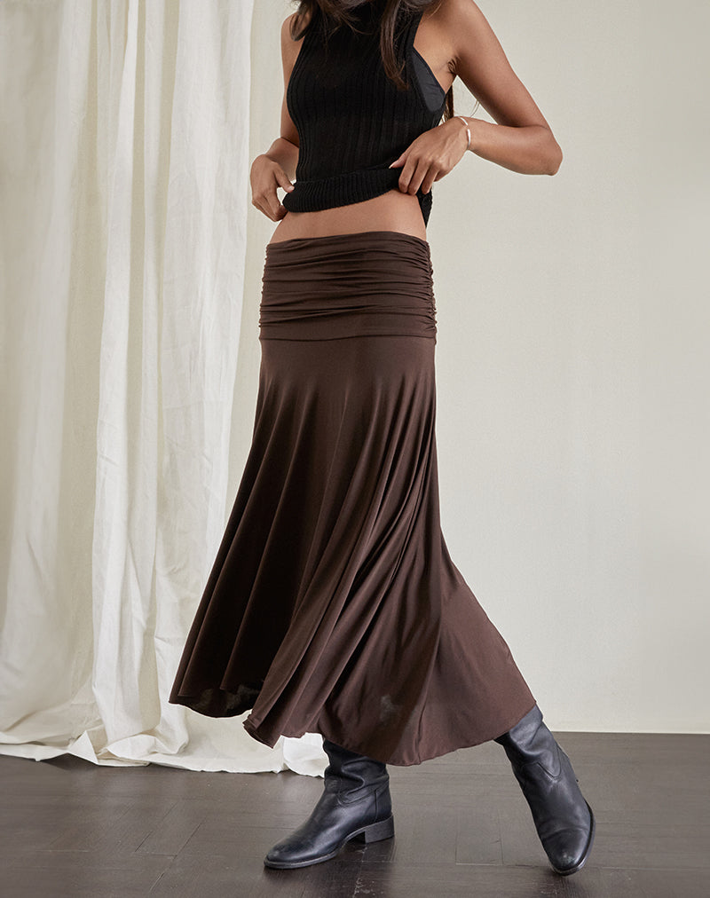 Image of Delta Midi Skirt in Slinky Chocolate