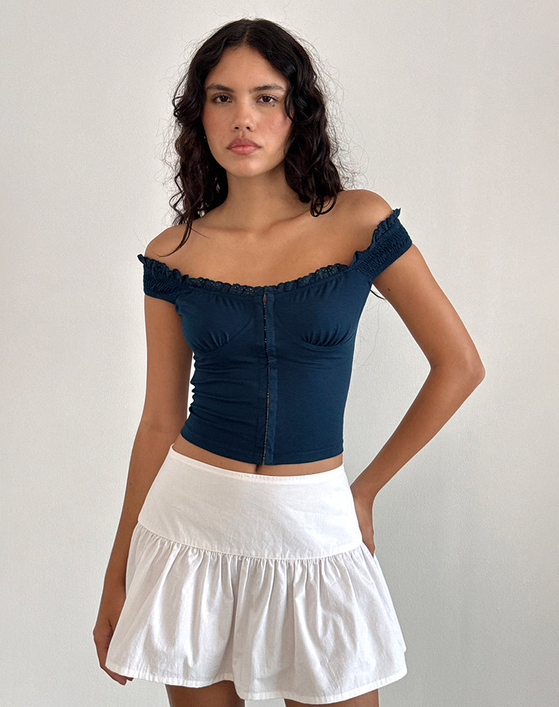 Dovica Lace Trim Corset Top in Navy