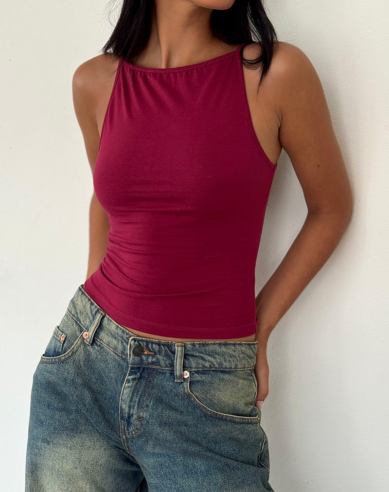 Burgundy vest sale top