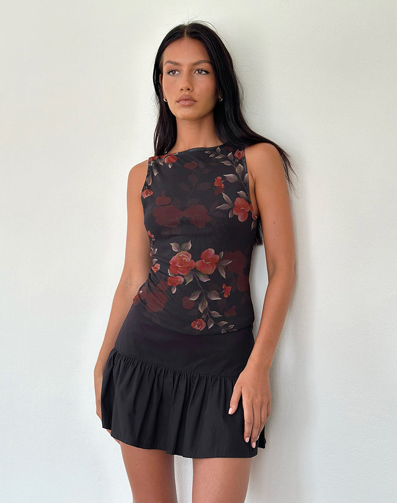 Image of Dudley Vest Top in Watercolour Rose Black