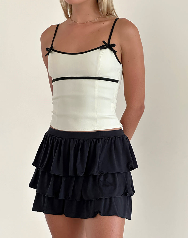 image of Duta Cami Top in Cream with Black Bows