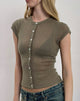 Image of Elmira Top in Sheer Knit Khaki