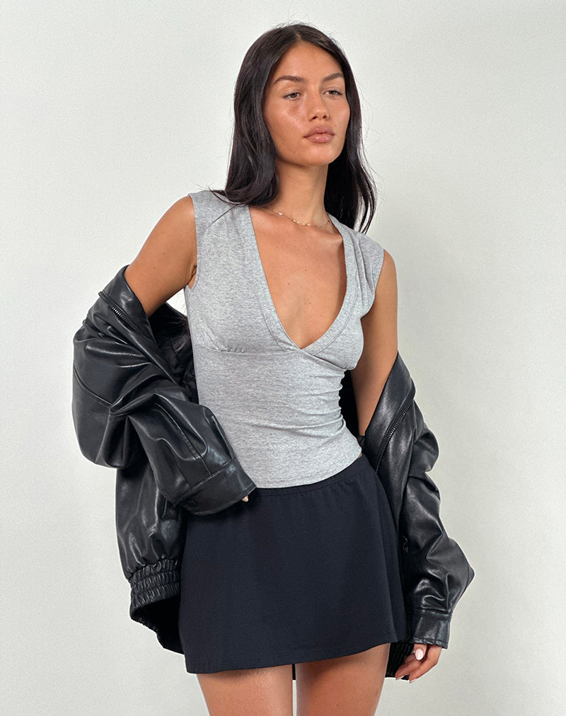 Image of Emberly Plunge Top in Grey Marl