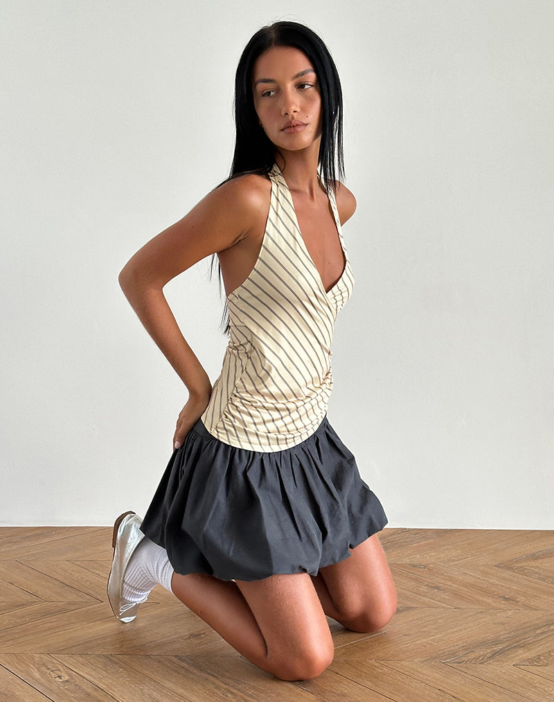 image of Fayez Slinky Top in Yellow Diagonal Stripe