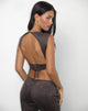 Image of Felia Tie Back Top in Faux Suede Dark Chestnut