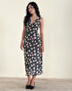 Image of Gabriela Midi Dress in Falling Rose Jet Black