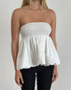 image of Gaux Puffball Shirred Top in Poplin Ivory